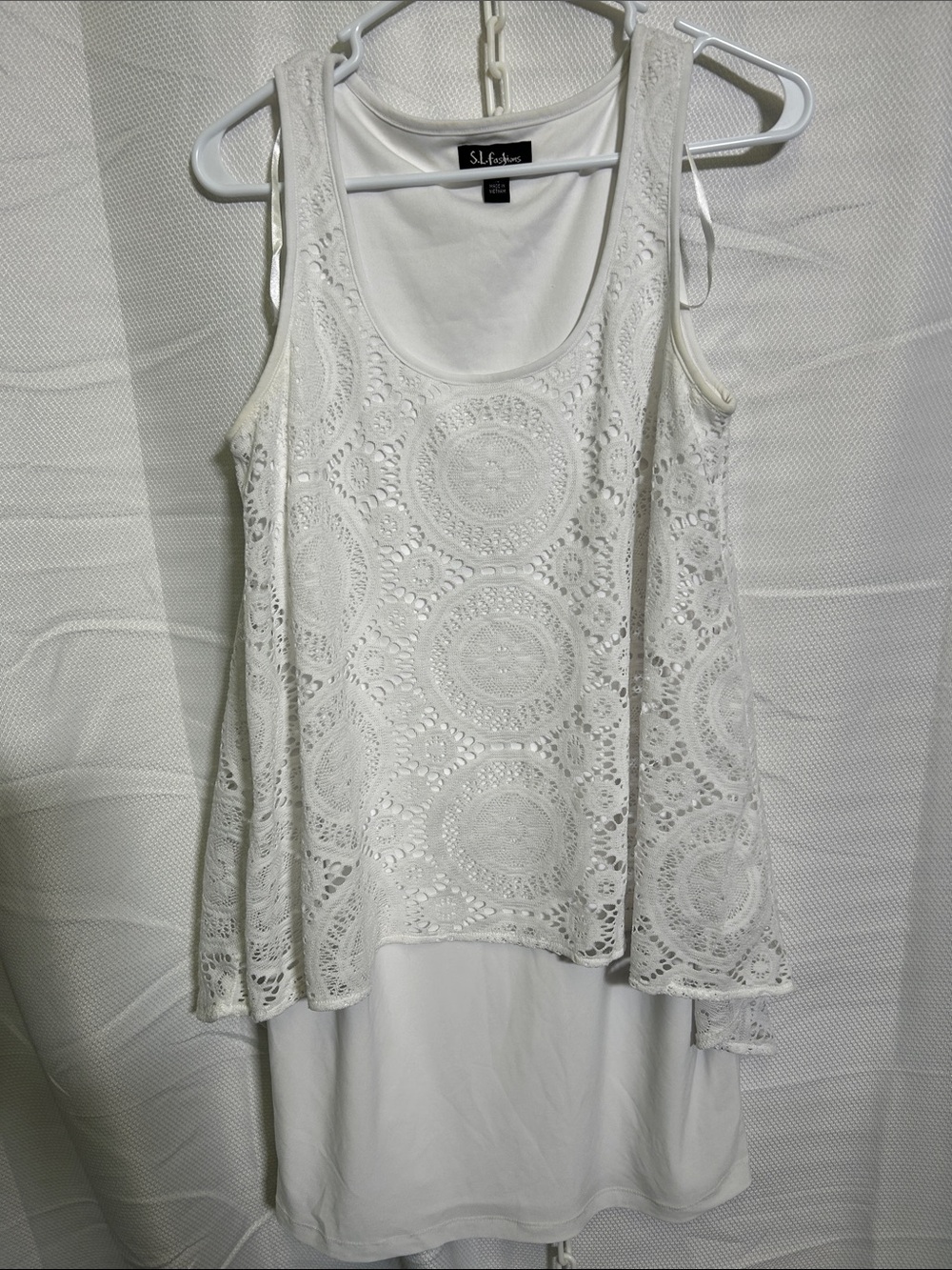 Women’s White Lace Overlay Tank Top Dress